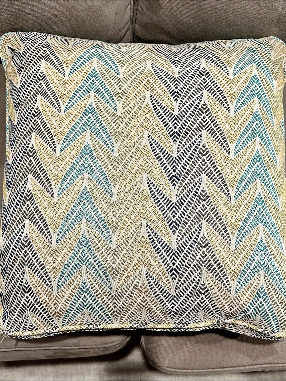 La-Z-Boy Decorative Chevron Throw Pillow Pair - Teal and Beige